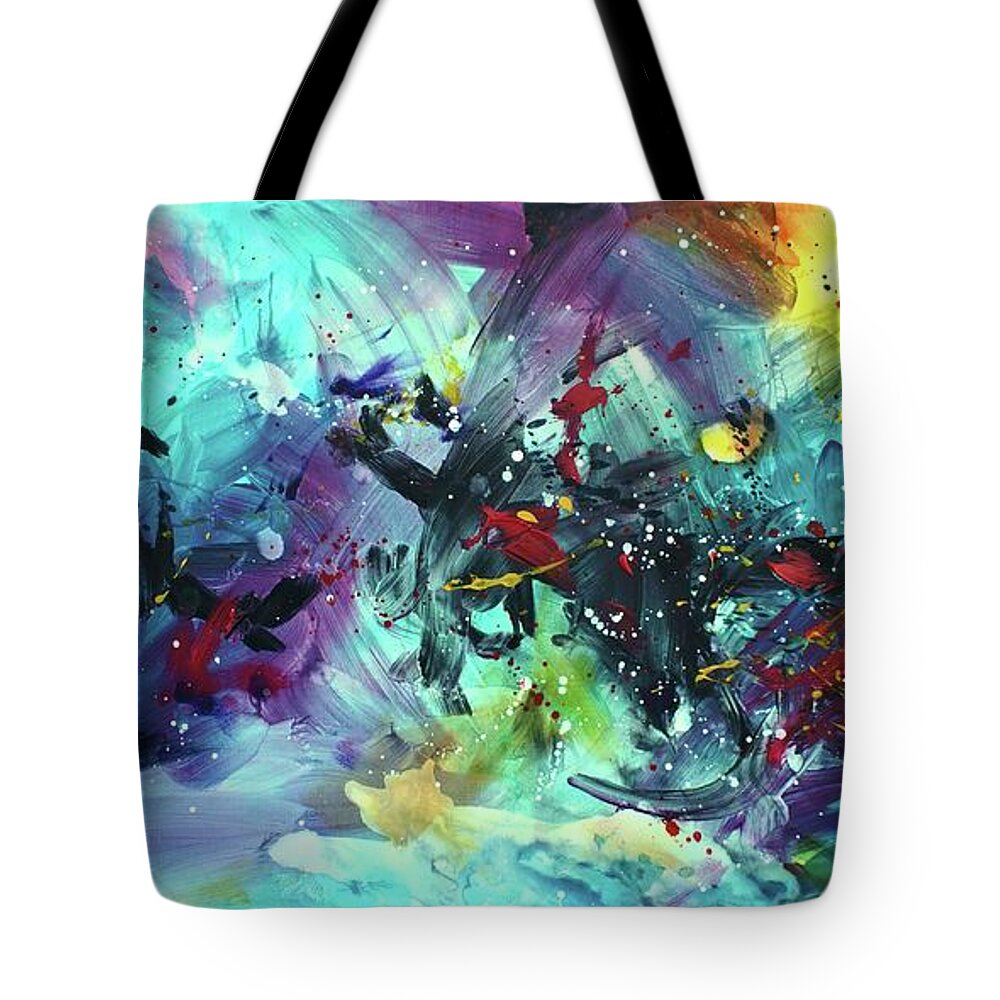 Abstract Tote Bag featuring the painting The Plunder by Michael Lang