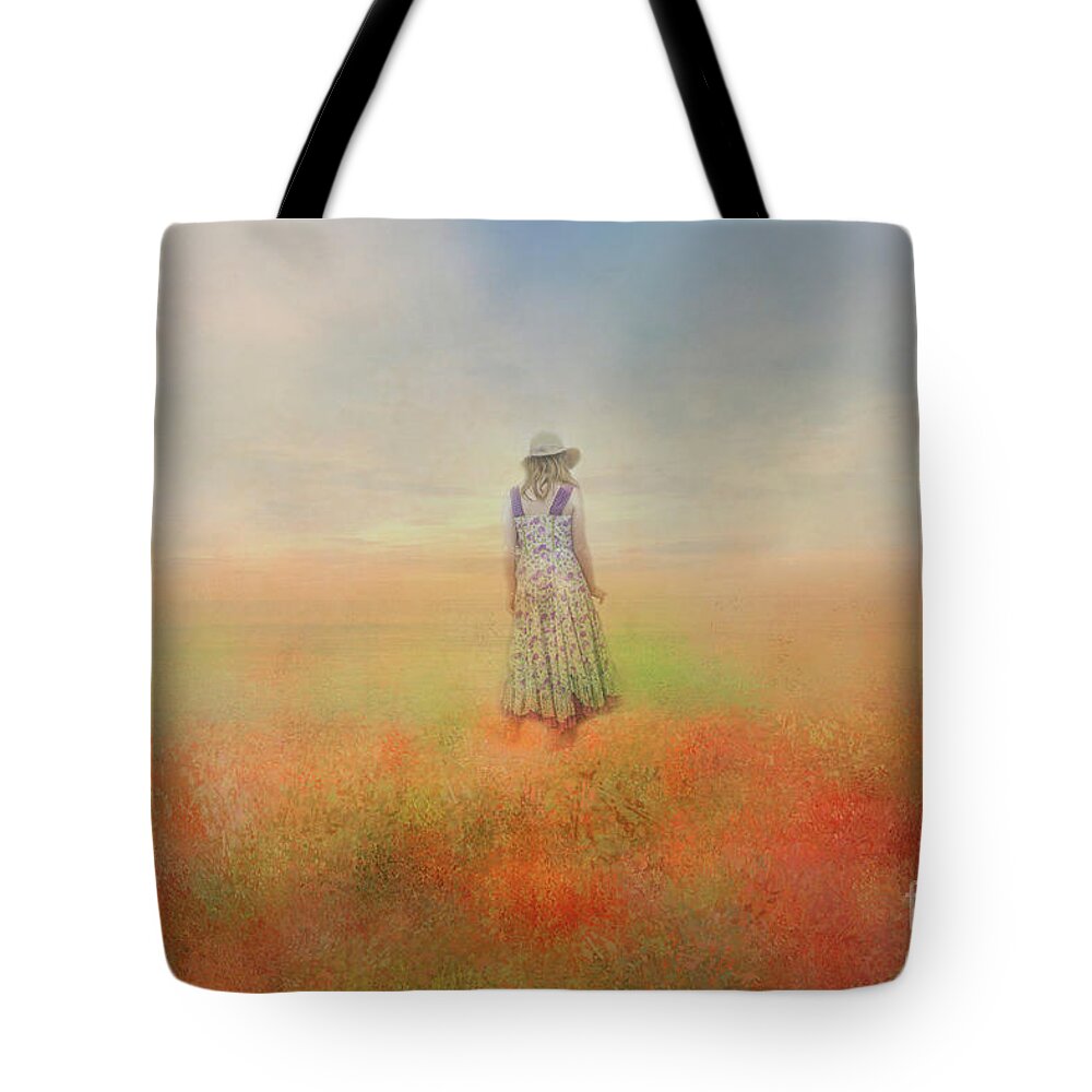 Lady Tote Bag featuring the photograph The Poppy Field by Elaine Teague