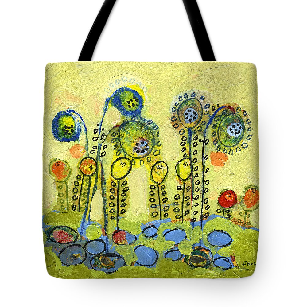 Spring Tote Bag featuring the painting The Propagation of Spring No 1 by Jennifer Lommers