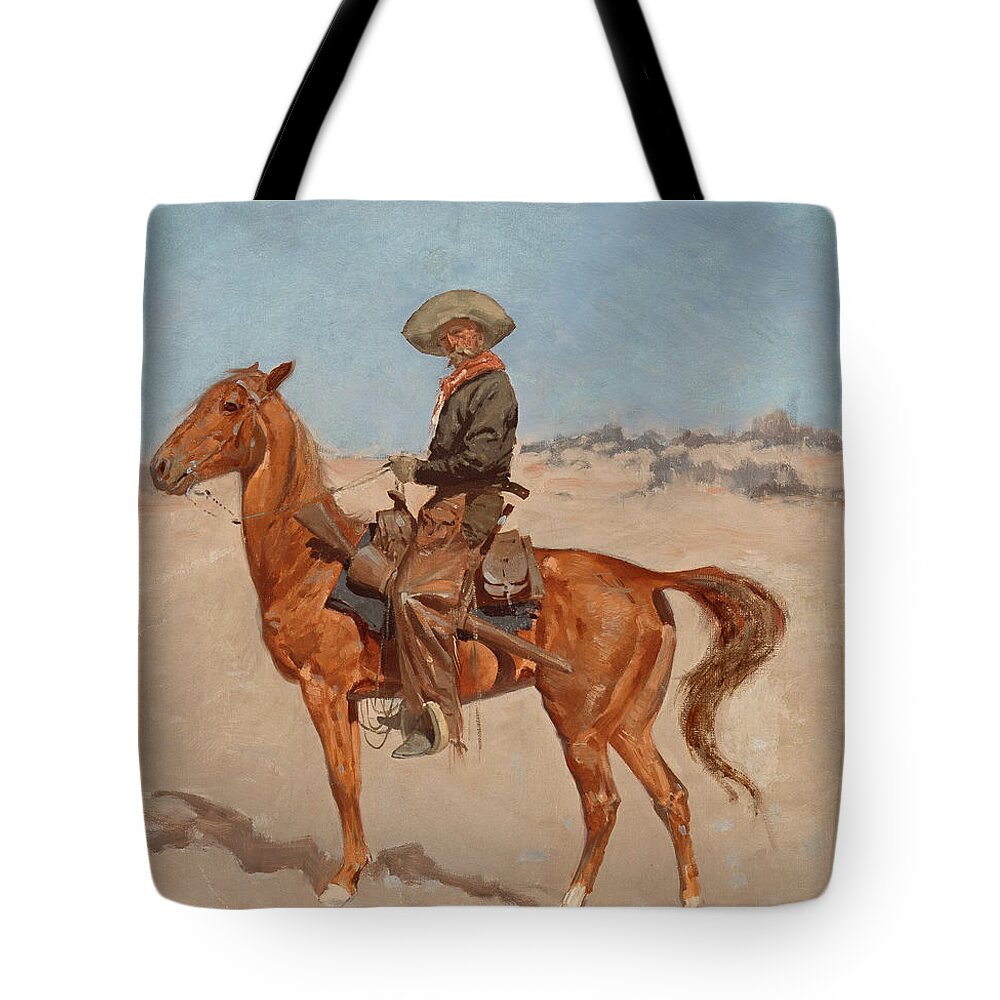 Frederic Remington Tote Bag featuring the painting The Puncher by Frederic Remington
