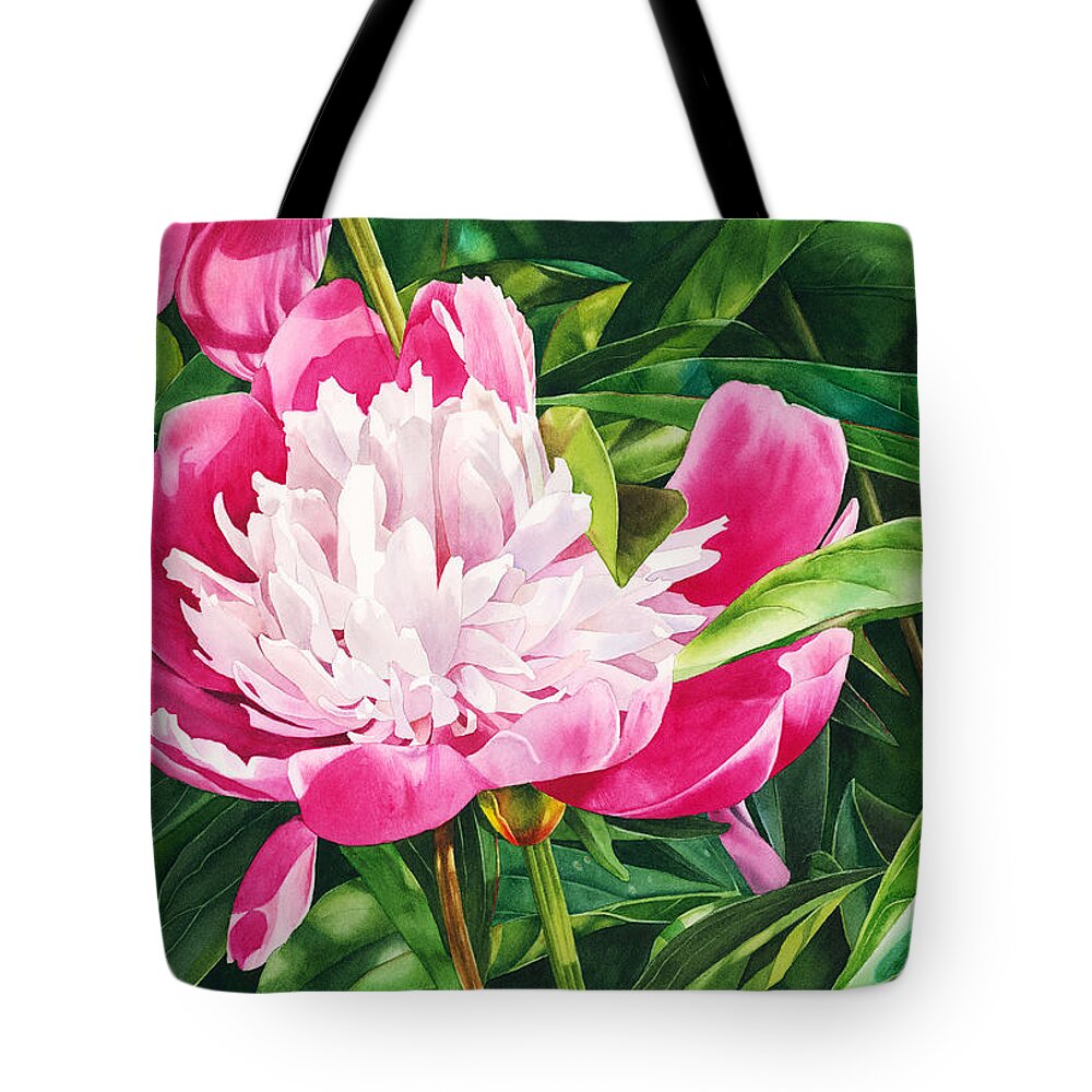 Peony Tote Bag featuring the painting The Queen of the Garden by Espero Art