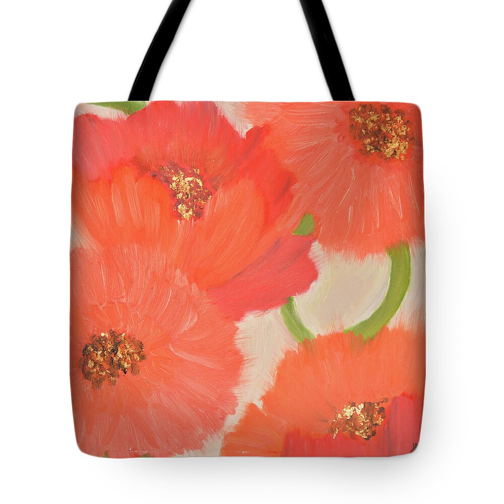 Flowers Tote Bag featuring the painting The Red Flowers by Anita Hummel