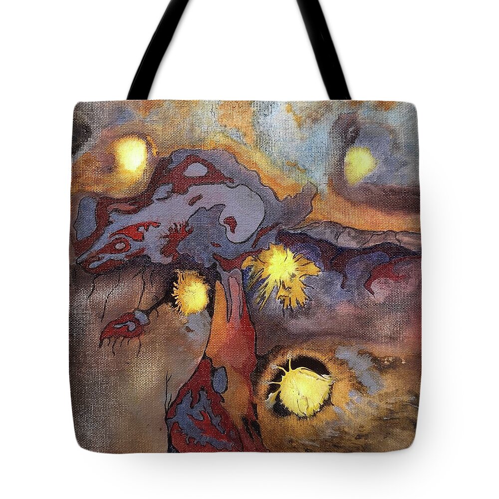 Pine Tree Tote Bag featuring the painting The Red Pine SOLD by Pat Purdy