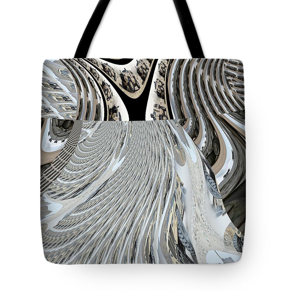 Fractal Tote Bag featuring the mixed media The Red Team's Working On It by Stephane Poirier