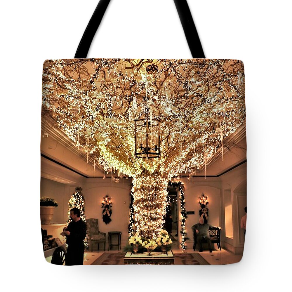 Christmas Tote Bag featuring the photograph The Ritz Christmas New Orleans by William Rockwell