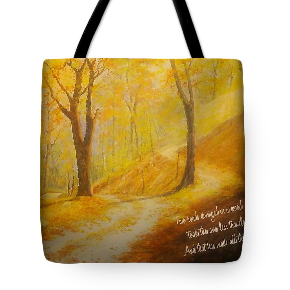 New England Tote Bag featuring the painting The Road Less Taken by ML McCormick