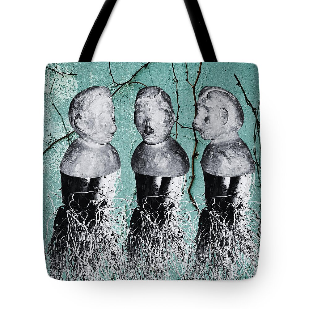 Digital Tote Bag featuring the digital art The Roots of Man by Cindy's Creative Corner