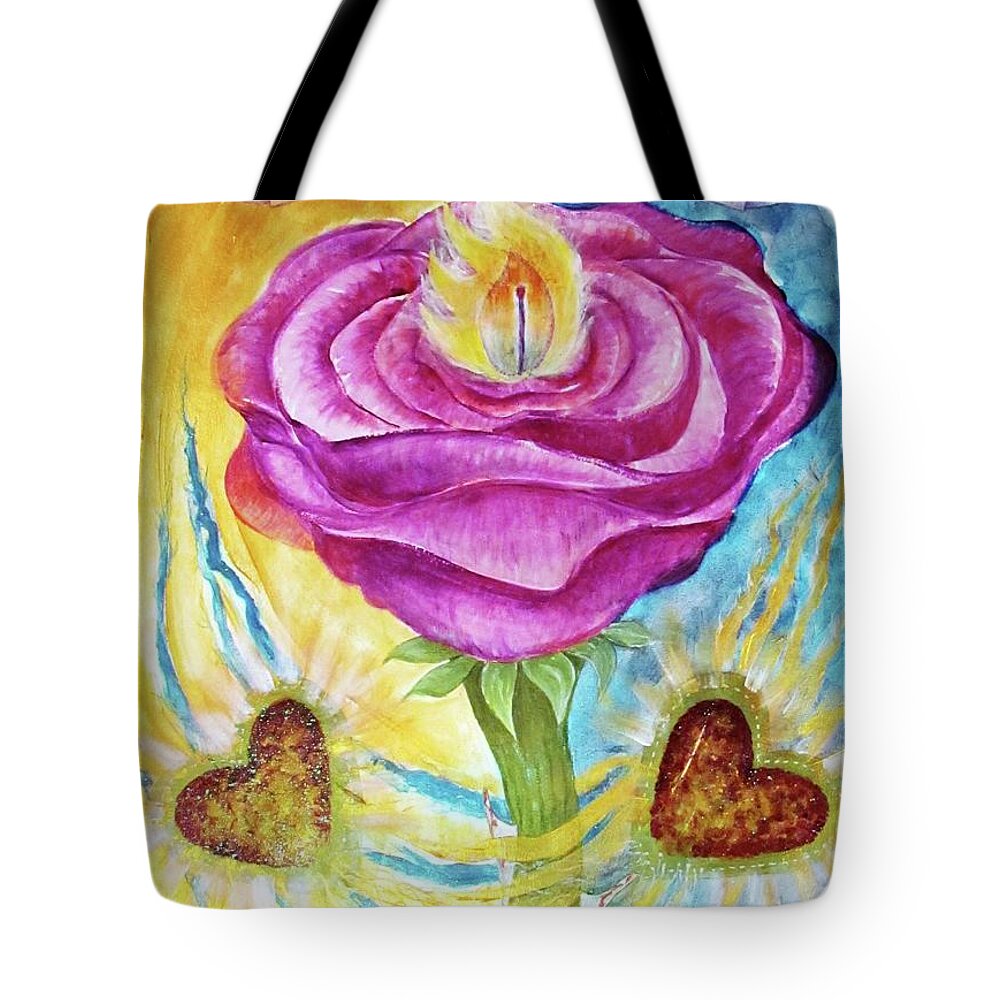 Am I Tote Bag featuring the painting The Rose and Its Thorns Love the Whole Self by Feather Redfox