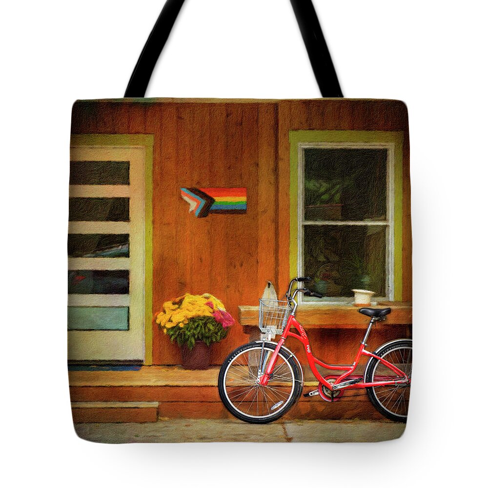 Aib_2022 #2551 Tote Bag featuring the photograph The Scarlet Bicycle by Craig J Satterlee