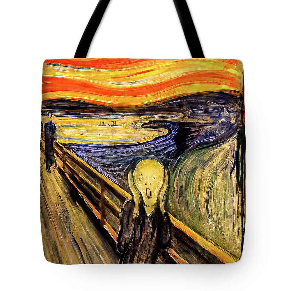 Death Tote Bag featuring the painting The Scream by Edvard Munch 1893 by Edvard Munch