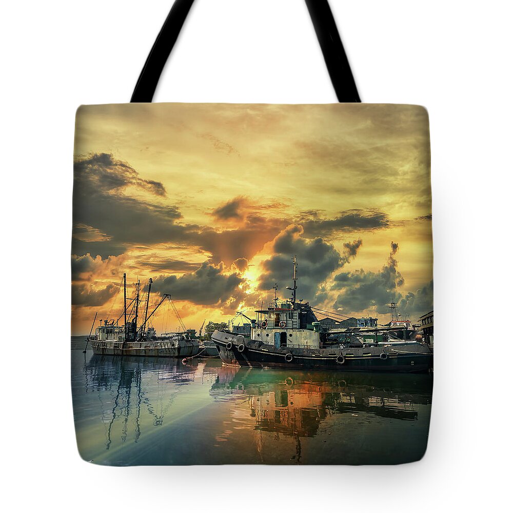 Cienfuegos Tote Bag featuring the photograph The seaport of Cienfuegos by Micah Offman
