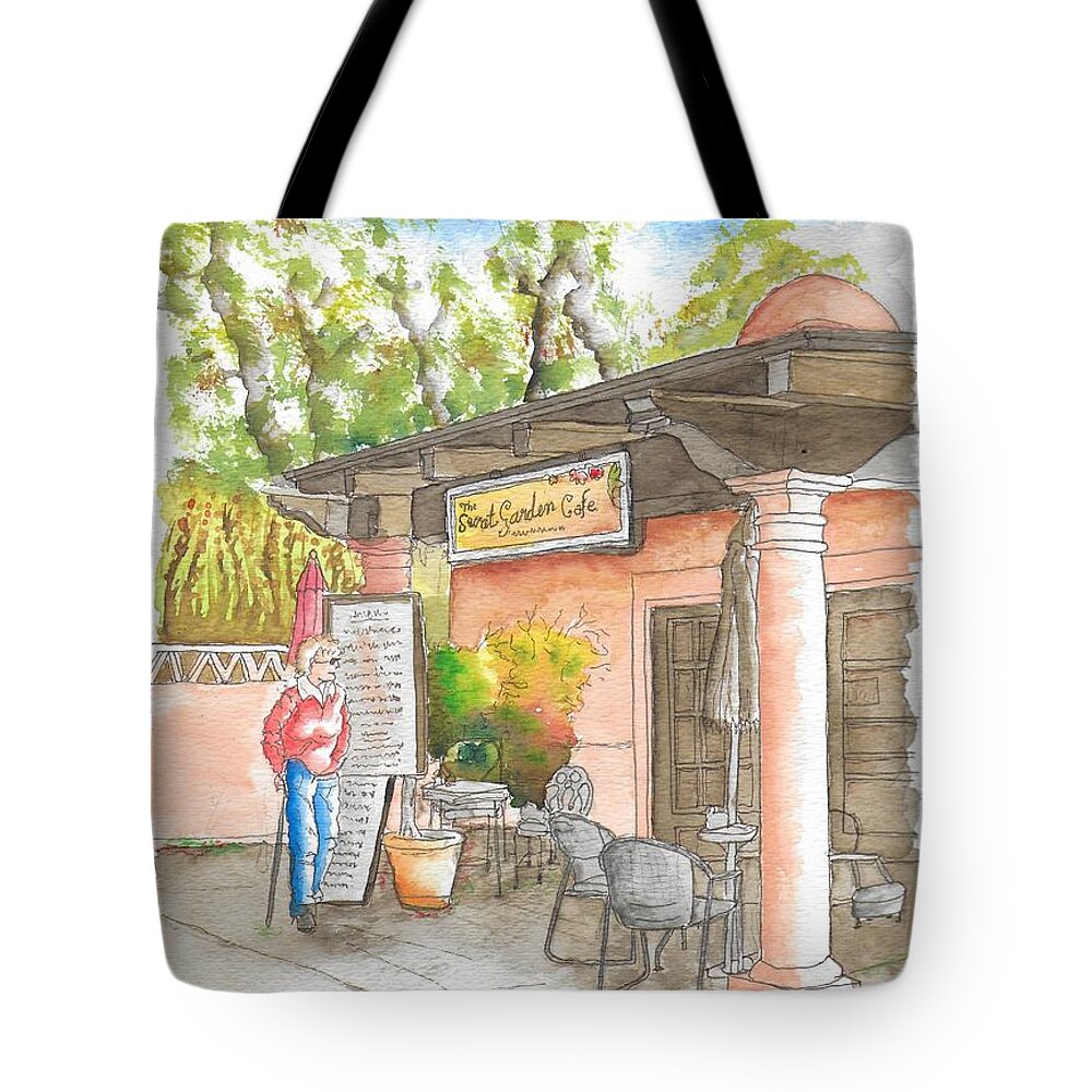 The Secret Garden Tote Bag featuring the painting The Secret Garden in Tlaquepaque Plaza, Sedona, Arizona by Carlos G Groppa