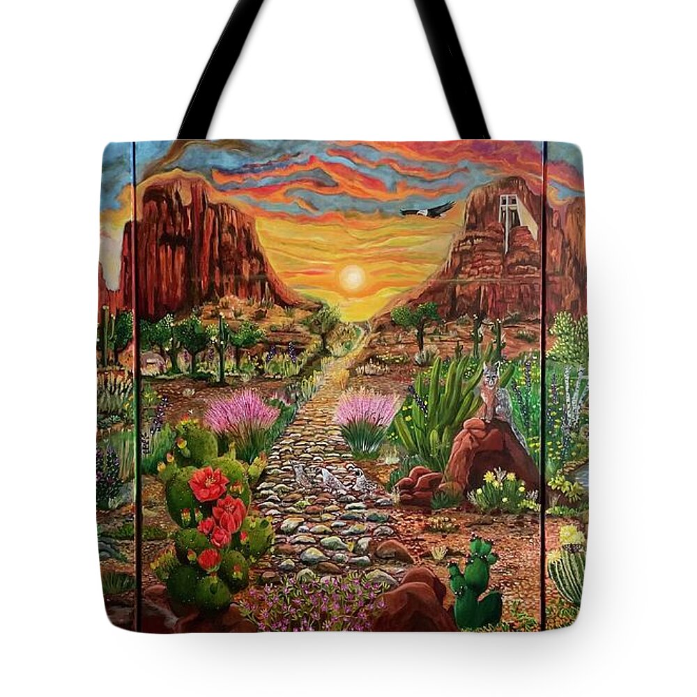 Sedona Tote Bag featuring the painting The Sedonian Paradise by Patricia Arroyo