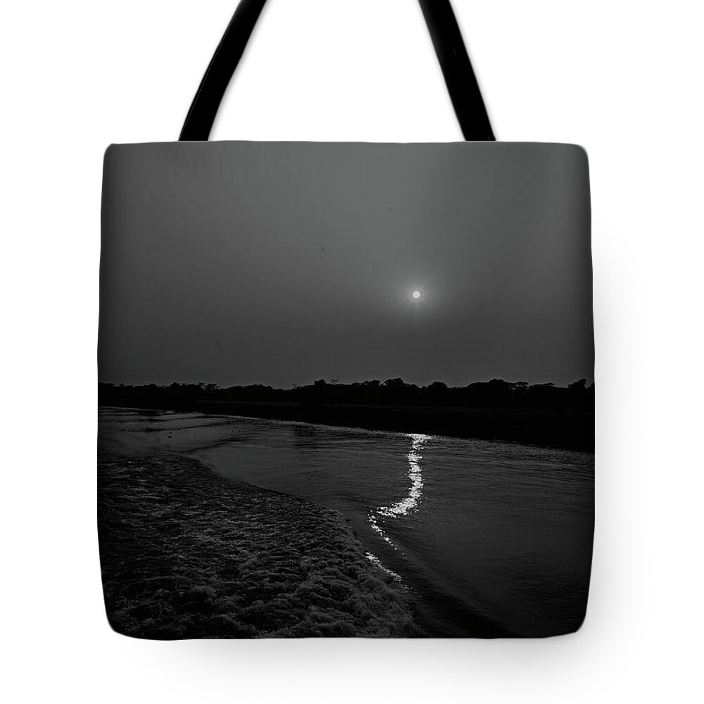 Sunset Tote Bag featuring the photograph The Setting Sun over Meghna River - Bangladesh by Amazing Action Photo Video