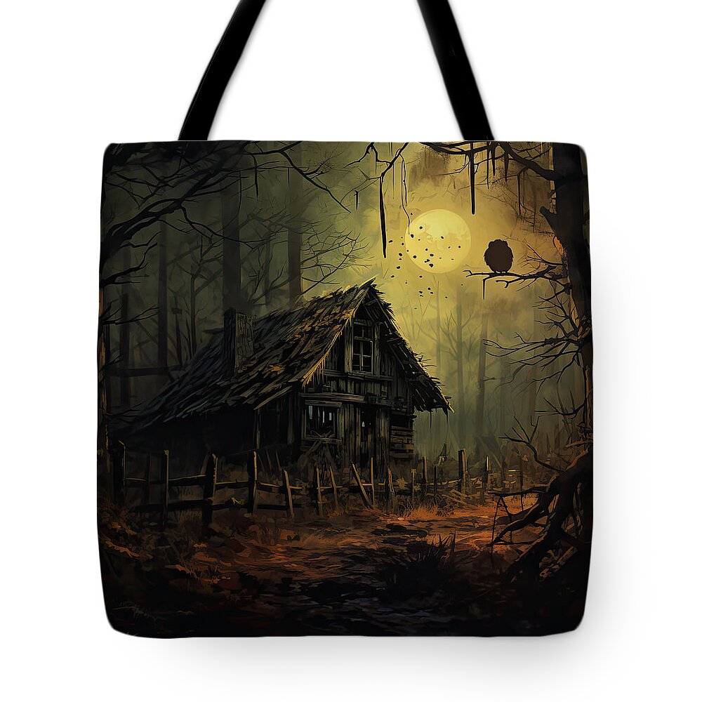 Haunted Barn Tote Bag featuring the painting The Shack's Sentinel by Lourry Legarde