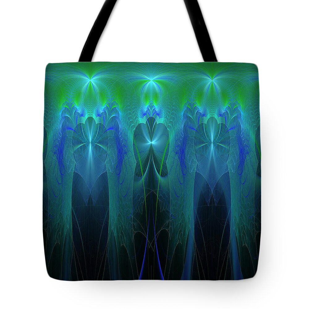 Fractal Tote Bag featuring the digital art The Shiny Ones by Mary Ann Benoit