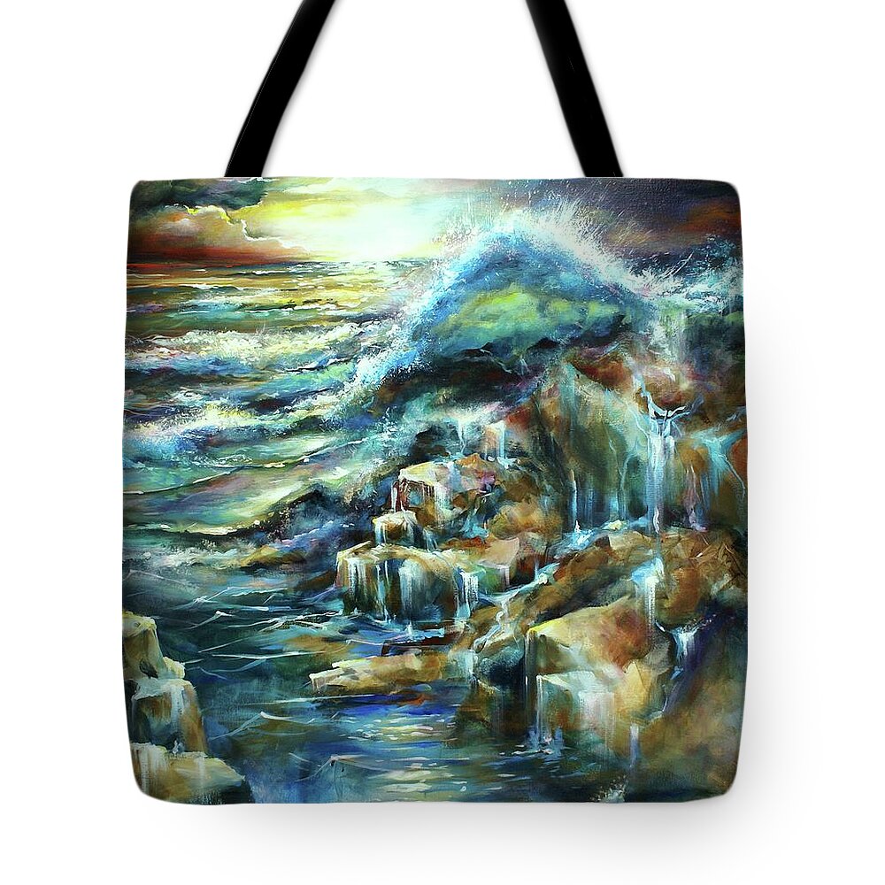 Nautical Tote Bag featuring the painting The Shoreline by Michael Lang
