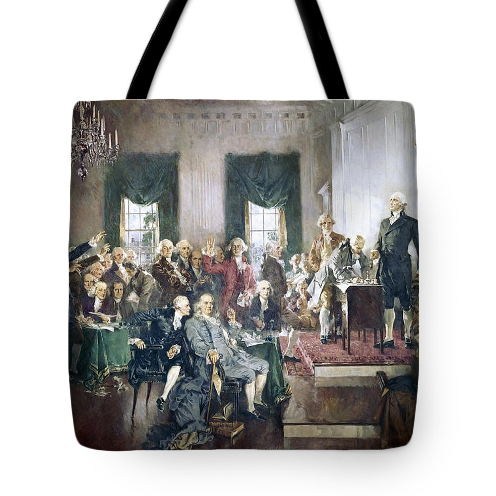 Congress Tote Bag featuring the painting The Signing of the Constitution of the United States in 1787 by Howard Chandler Christy
