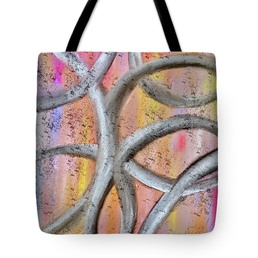 Abstract Tote Bag featuring the digital art The Silver Cord by Laurie's Intuitive