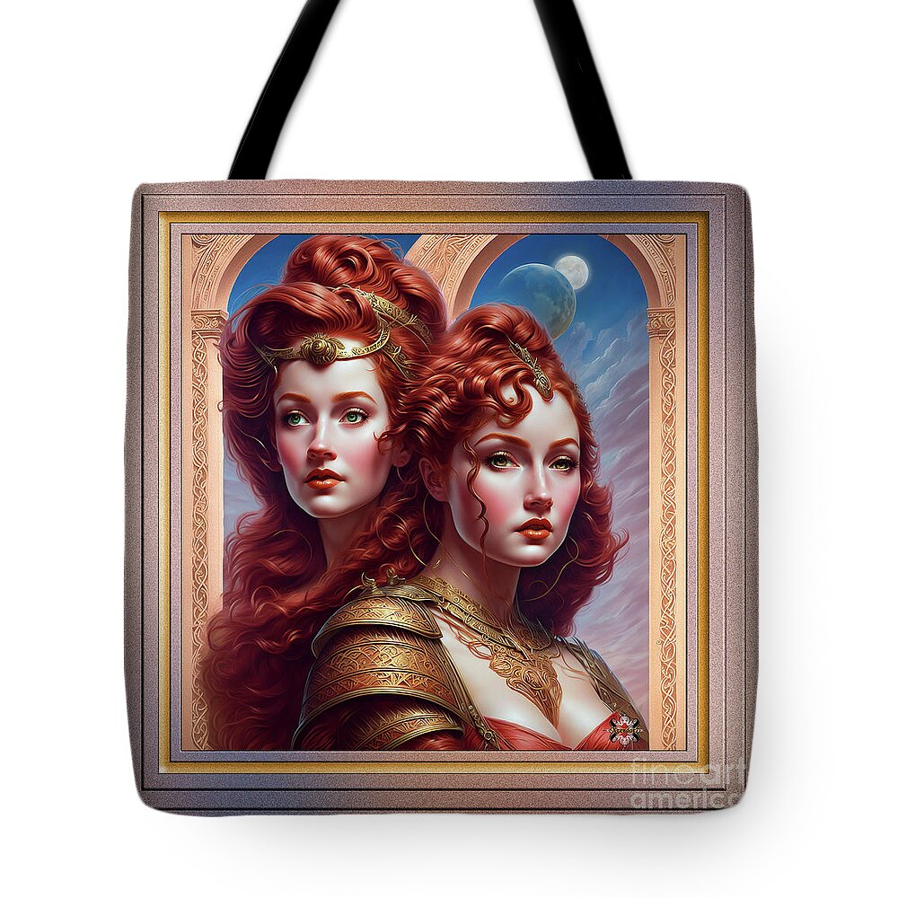 The Sisters Red Tote Bag featuring the painting The Sisters Red AI Art by Xzendor7 by Xzendor7