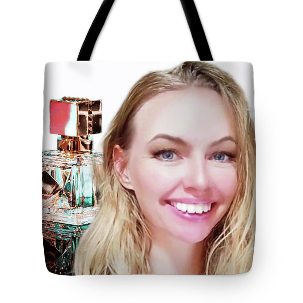 Fineart Tote Bag featuring the digital art The smiling parfum by Yvonne Padmos