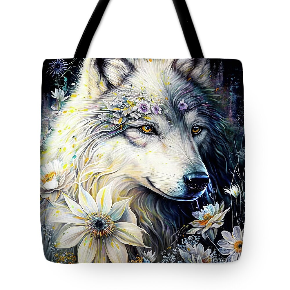 Wolf Tote Bag featuring the painting The Spirit Wolf by Tina LeCour