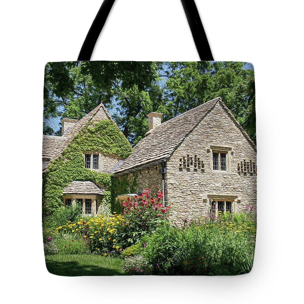 Painting Tote Bag featuring the photograph Painting of the Stone Cottage by Robert Carter