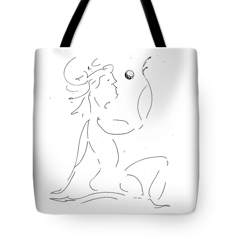 Drawing Tote Bag featuring the drawing The Stone by Raymond Fernandez