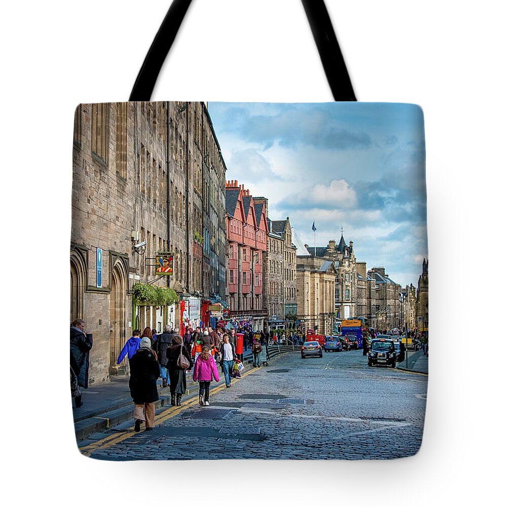 Edinburgh Tote Bag featuring the digital art The Streets of Edinburgh by SnapHappy Photos