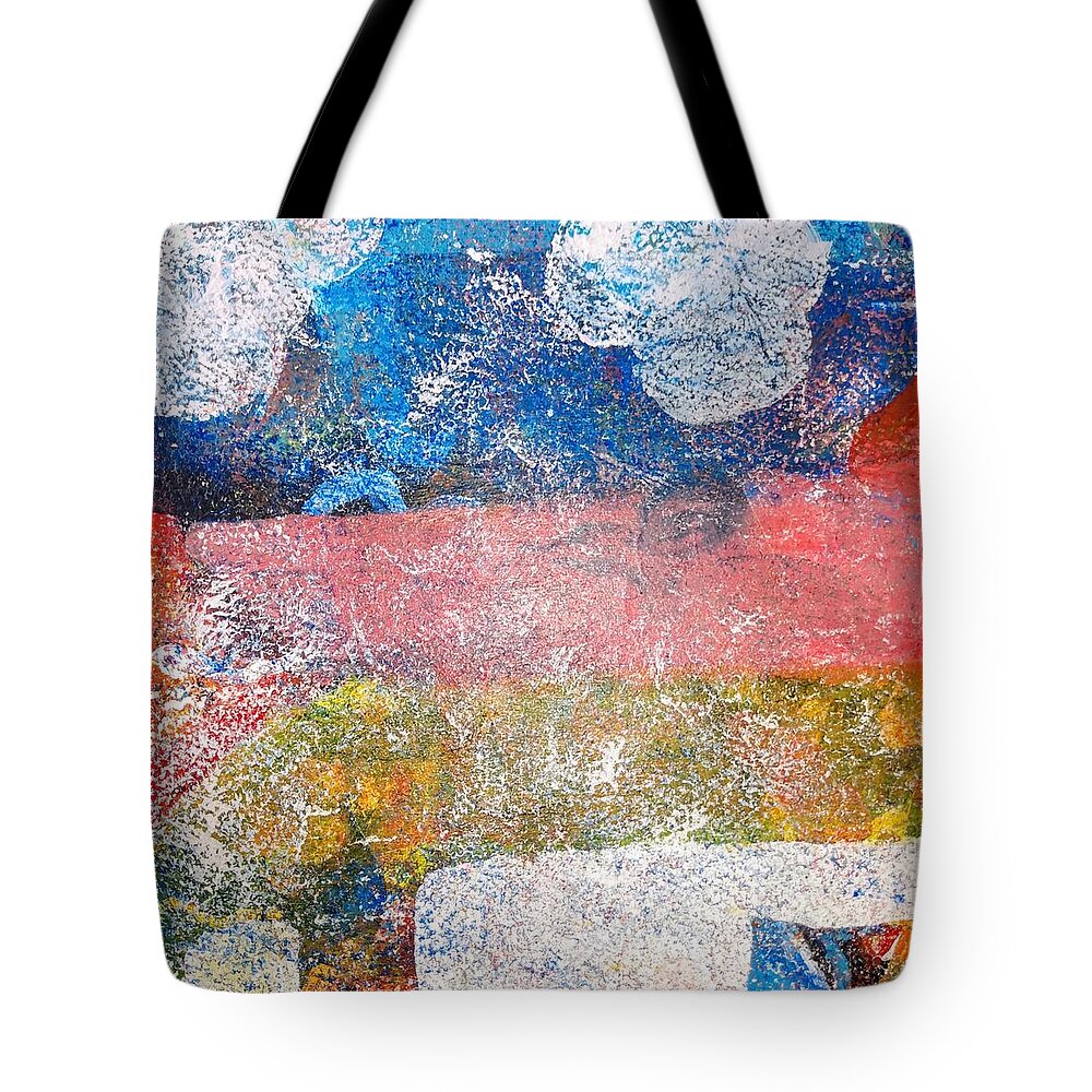 Colorful Tote Bag featuring the painting The Terrain by Suzanne Berthier