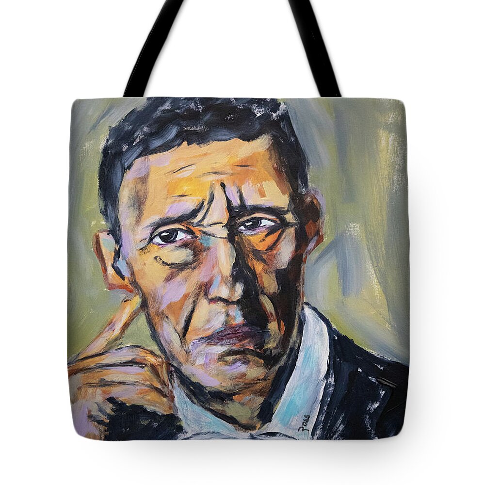 Man Tote Bag featuring the painting The Thinker by Mark Ross