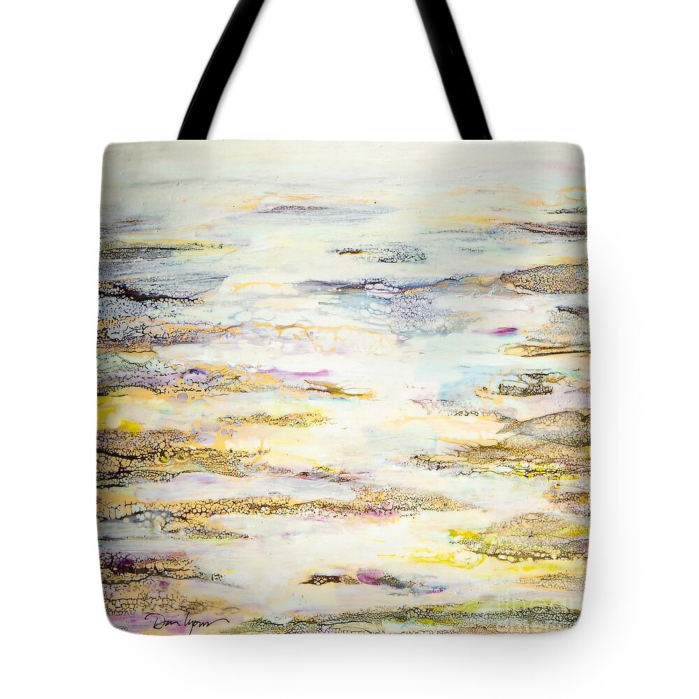 Abstract Tote Bag featuring the digital art The Tidelands II - Colorful Abstract Contemporary Acrylic Painting by Sambel Pedes