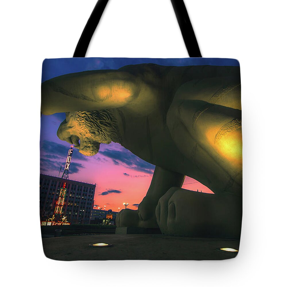 Detroit Tote Bag featuring the photograph The Tiger and the Fox by Jay Smith