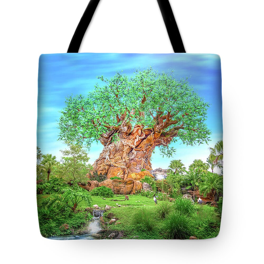 Disney Tote Bag featuring the photograph The Tree of Life at Disney's Animal Kingdom by Mark Andrew Thomas
