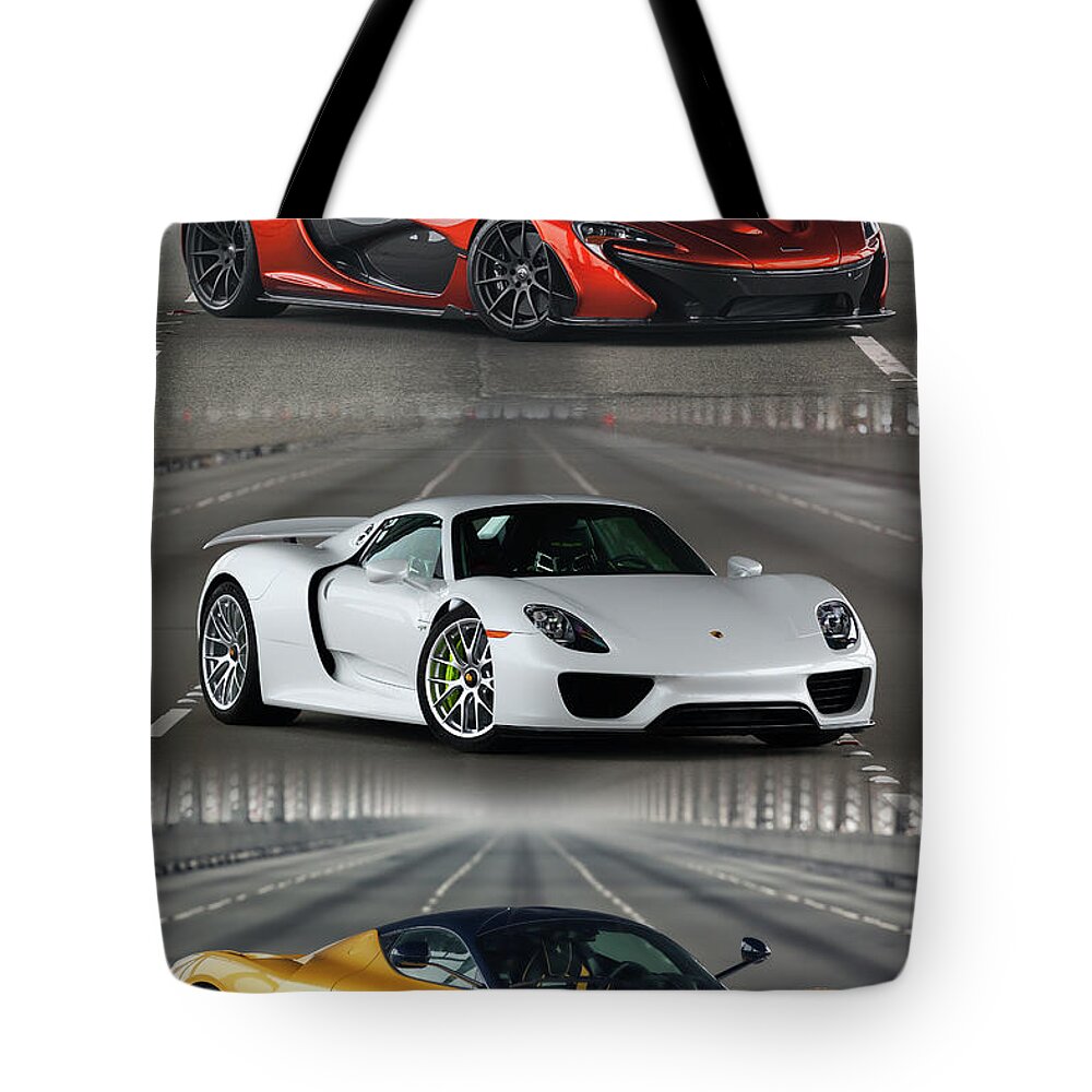 Porsche Tote Bag featuring the photograph The Trinity Poster by ItzKirb Photography