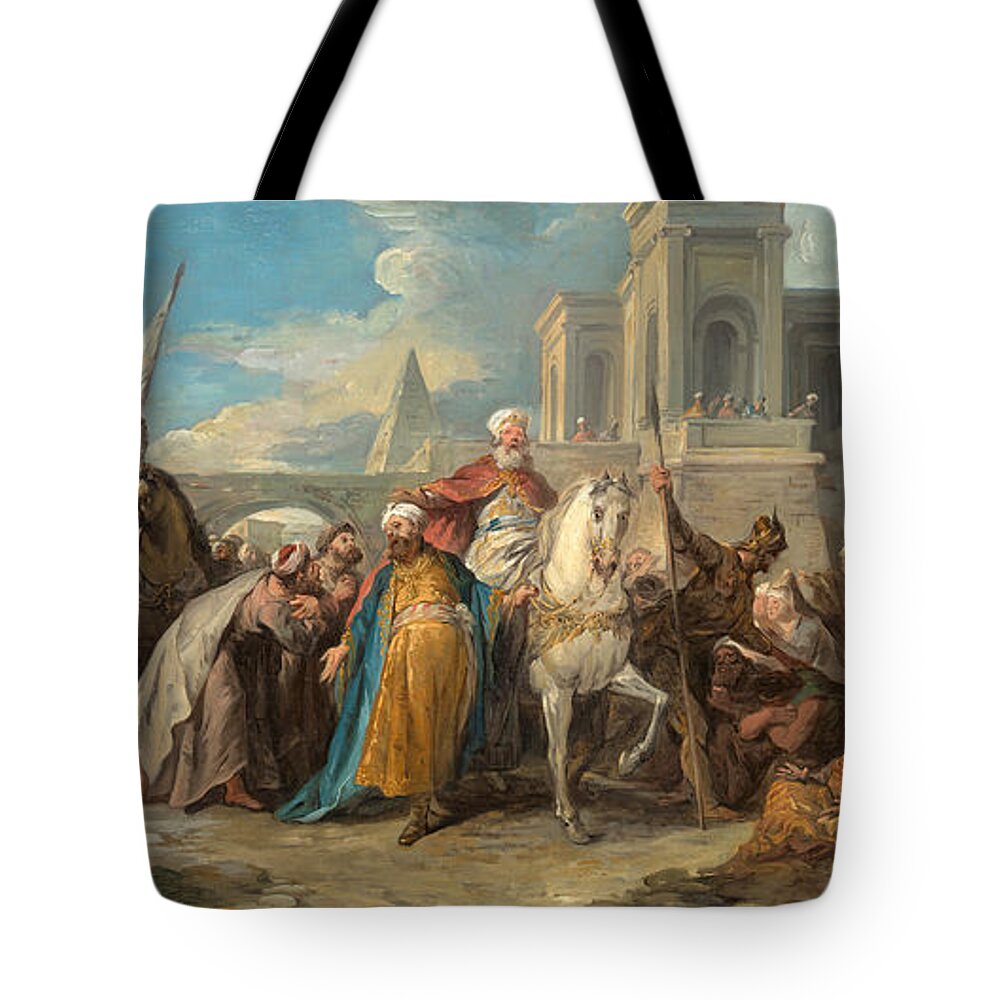 Jean-francois Detroy Tote Bag featuring the painting The Triumph of Mordecai by Jean-Francois Detroy