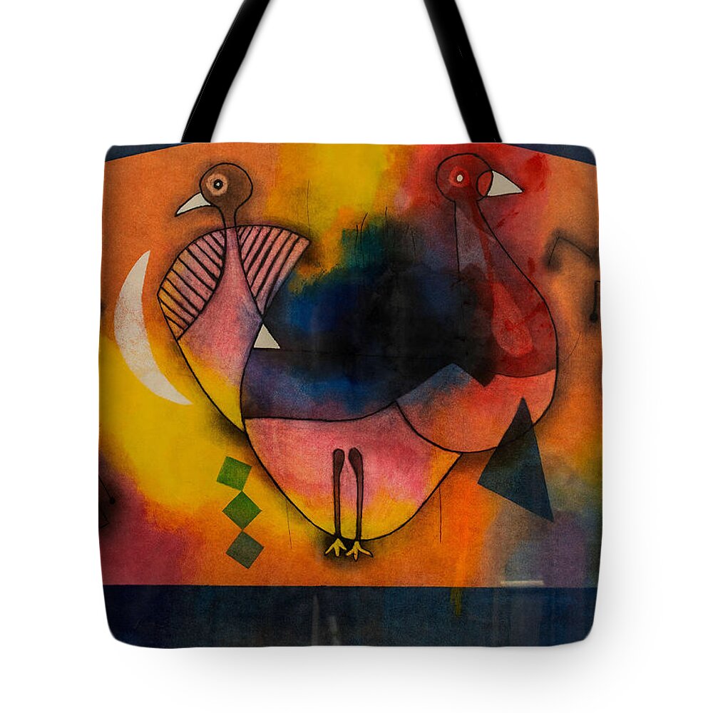 African Art. African Tote Bag featuring the painting The Two Of Us by Winston Saoli 1950-1995