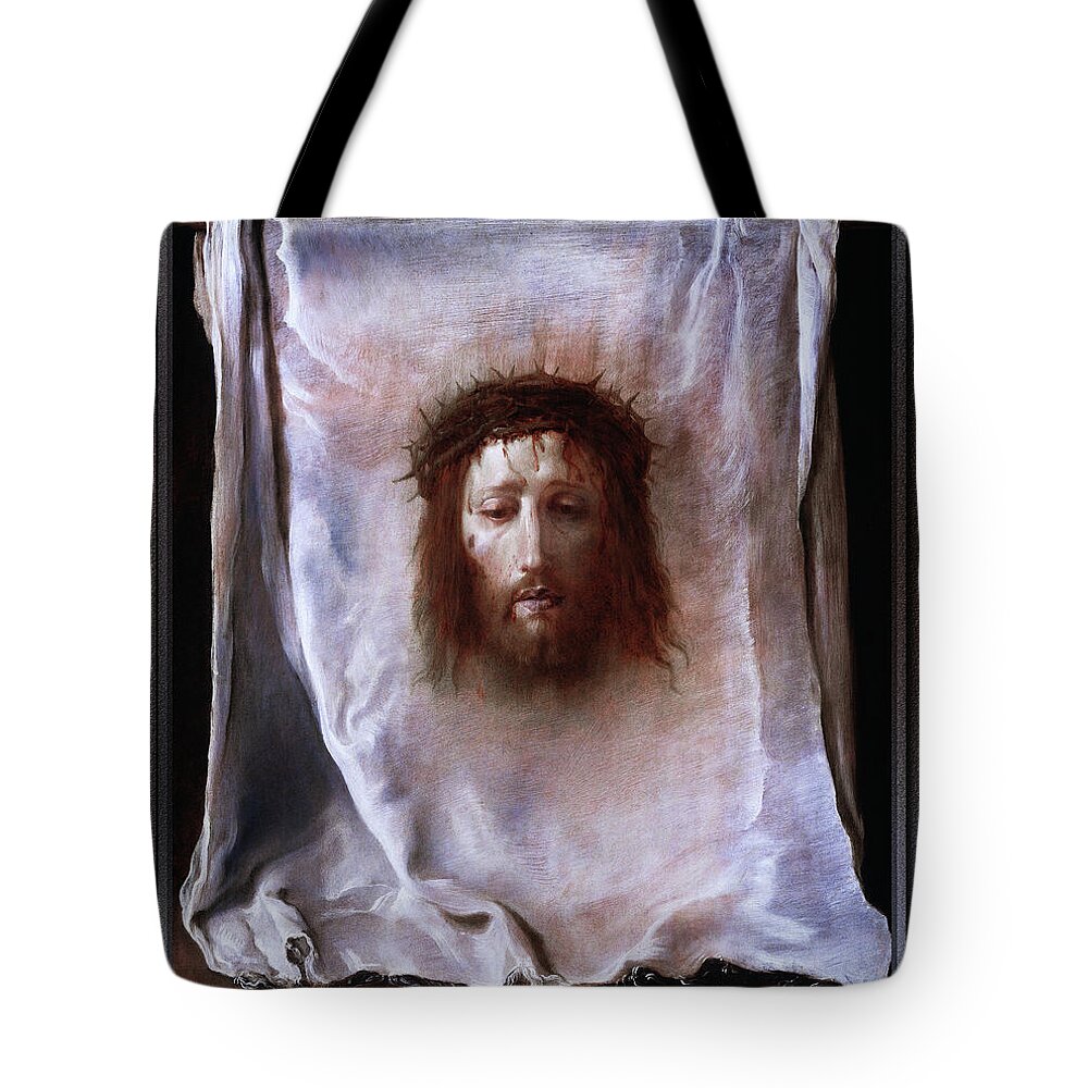 Veil Veronica Tote Bag featuring the painting The Veil of Veronica by Domenico Fetti by Rolando Burbon