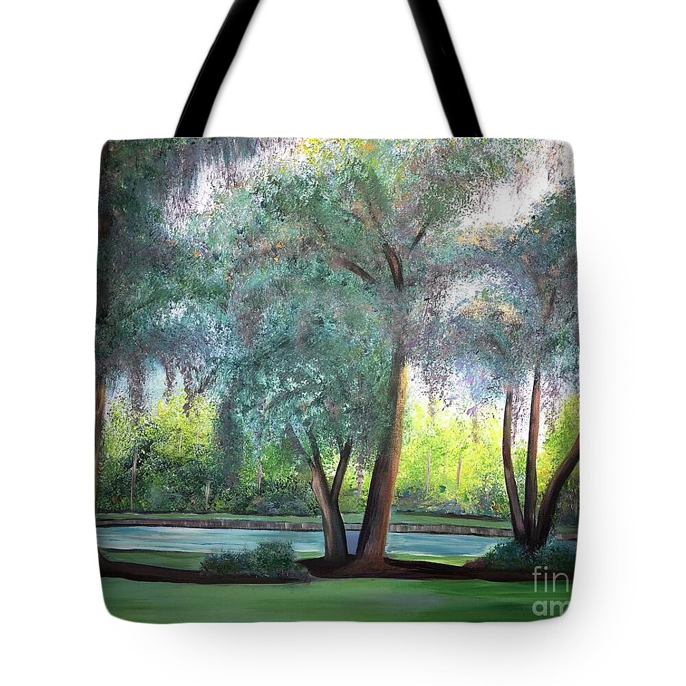 Hilton Head Tote Bag featuring the painting The Villa by Stacey Zimmerman