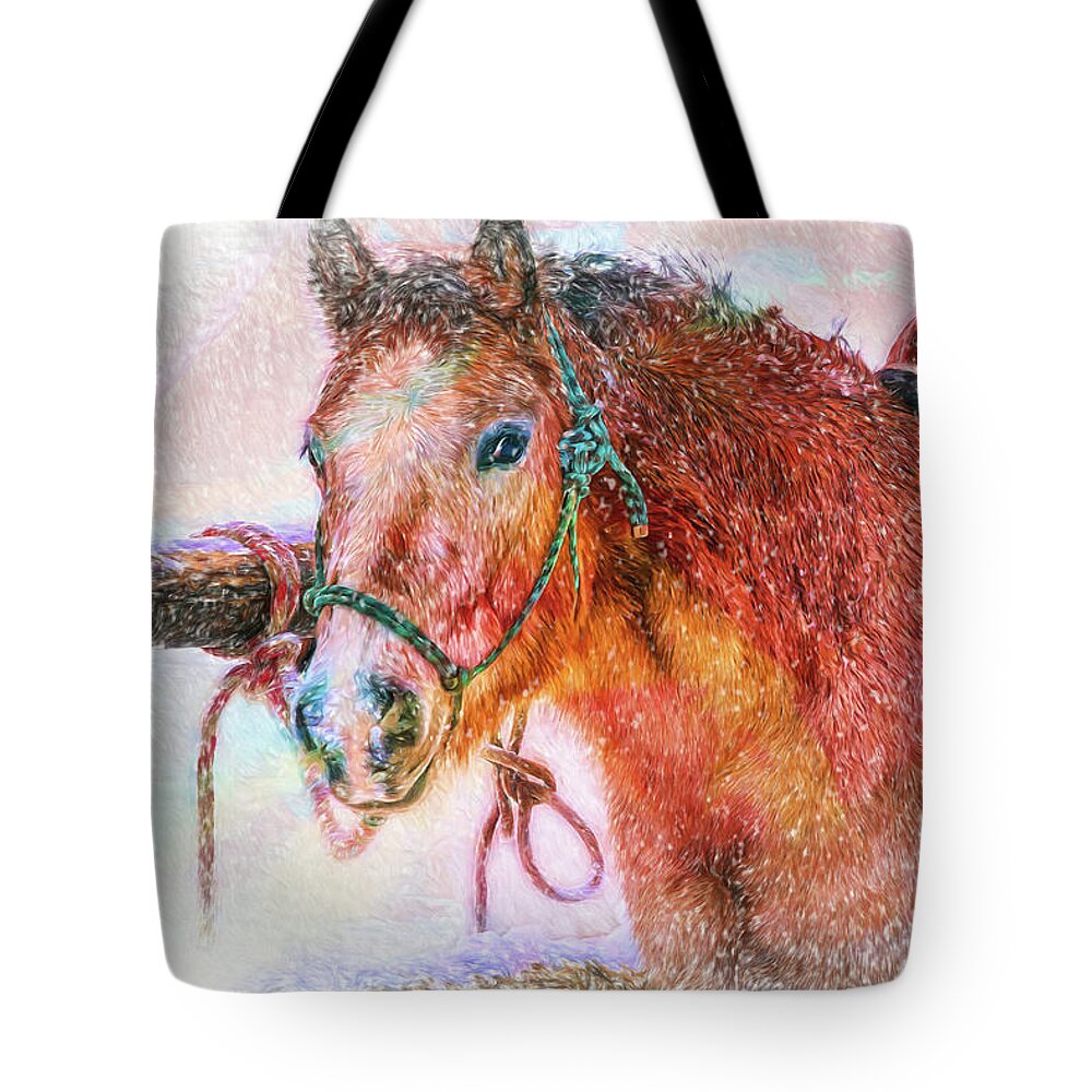 Horses Tote Bag featuring the photograph The Waiting Game by DB Hayes