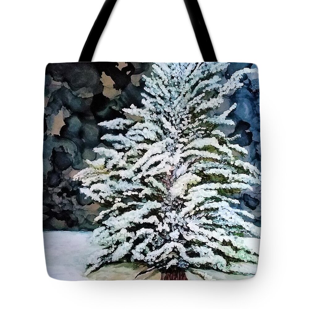 Tree Tote Bag featuring the mixed media The Weight of It All by Angela Marinari