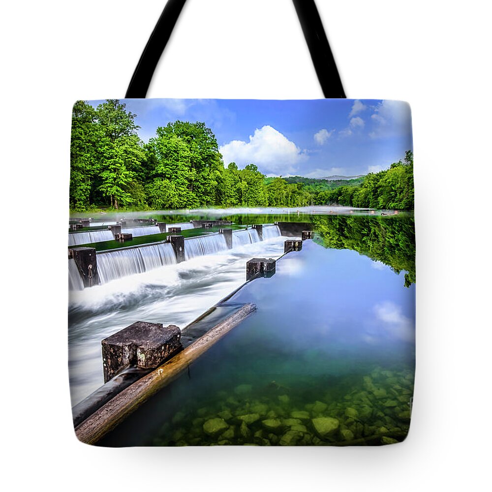 River Tote Bag featuring the photograph The Weir Dam at South Holston by Shelia Hunt