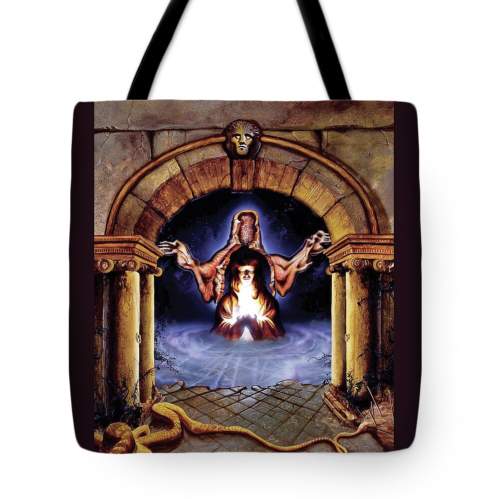 Gothic Tote Bag featuring the painting The Welcome by Sv Bell