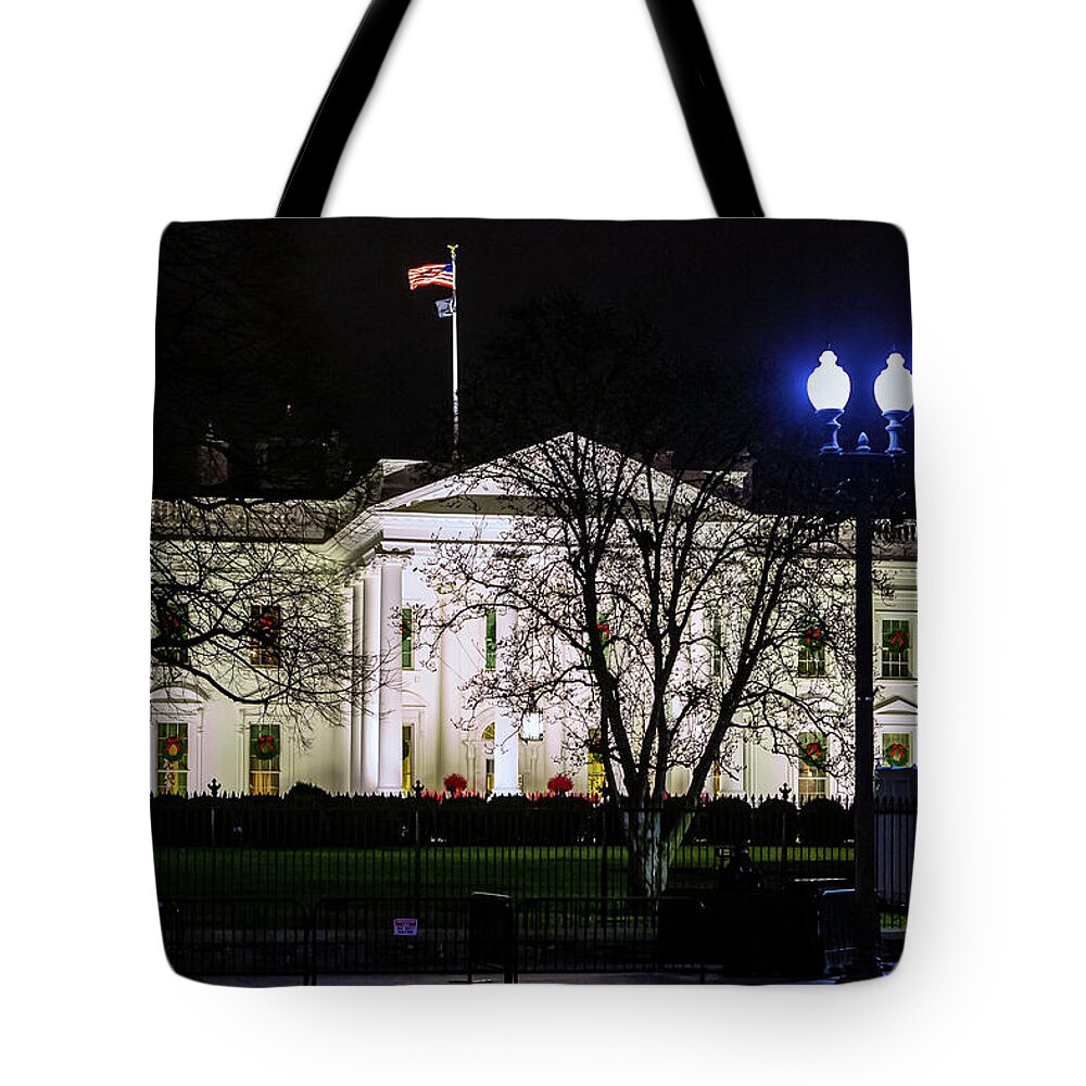 The White House Tote Bag featuring the digital art The White House by SnapHappy Photos
