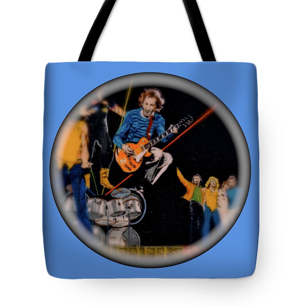 Colored Pencil Tote Bag featuring the drawing The Who Live - Pete Townshend - detail by Sean Connolly