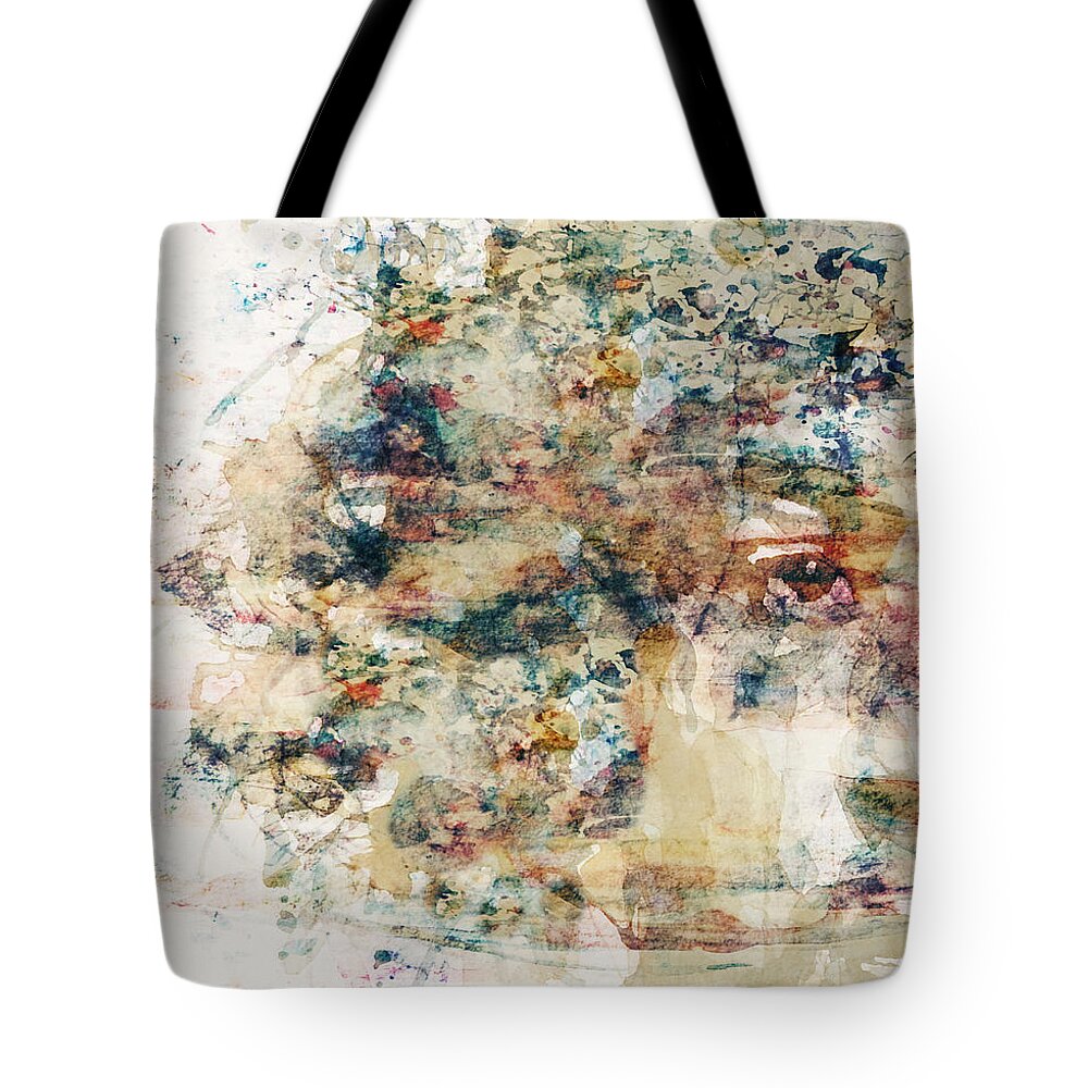 Jimi Hendrix Art Tote Bag featuring the mixed media The Wind Cries Mary - Larger Version by Paul Lovering