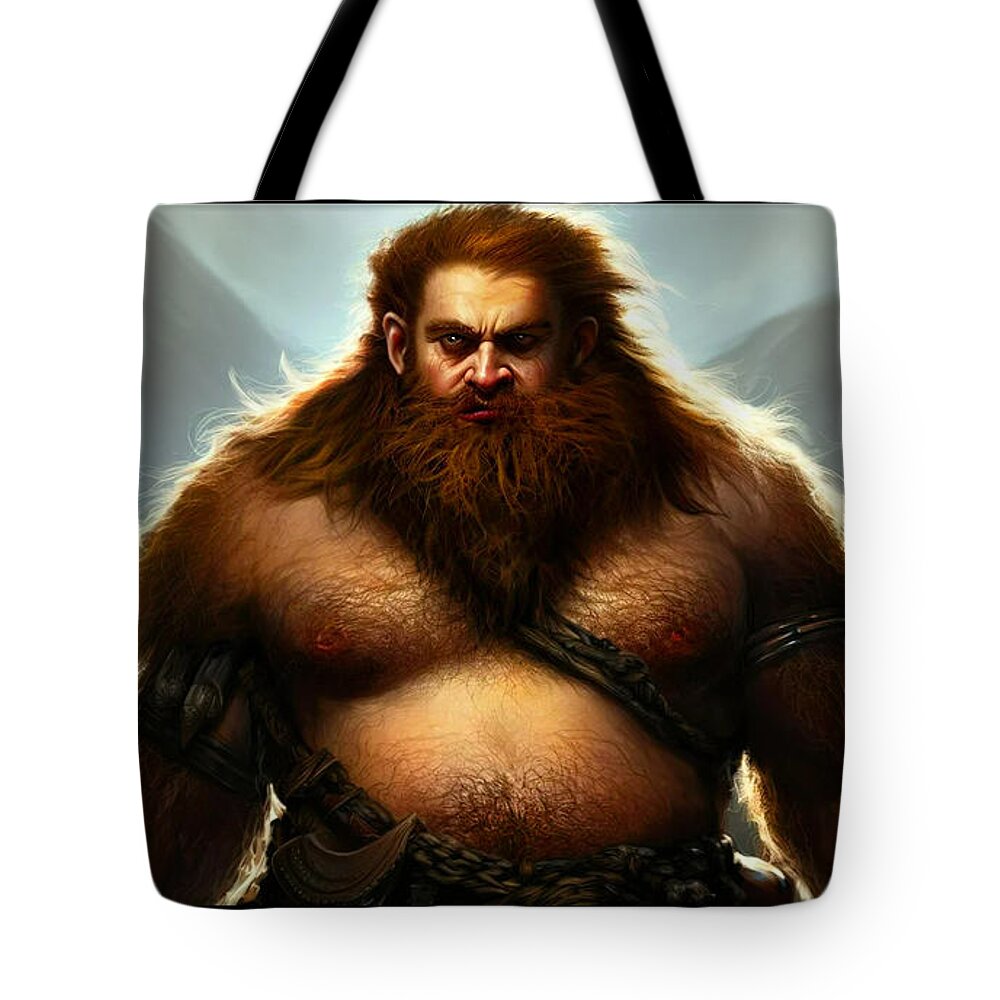 Dwarves Tote Bag featuring the digital art The Wrath of the Stone Folk by Shawn Dall