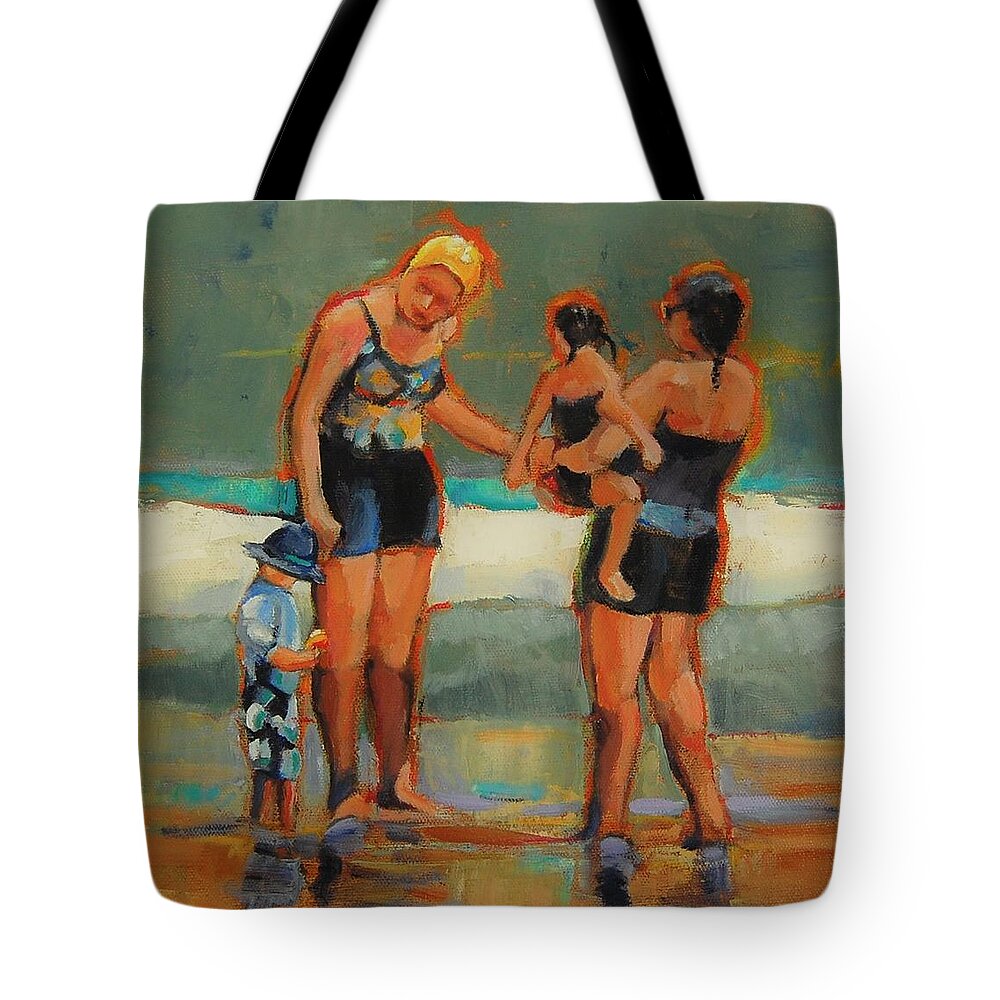 Beach Tote Bag featuring the painting The Yellow Swim Cap by Jean Cormier