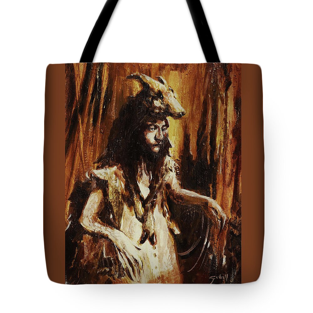 Girl Tote Bag featuring the painting The Young Witch by Sv Bell