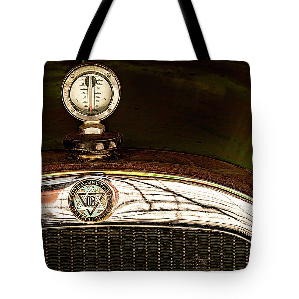 Tote Bag featuring the photograph Thermometer Hood Ornament by Al Judge